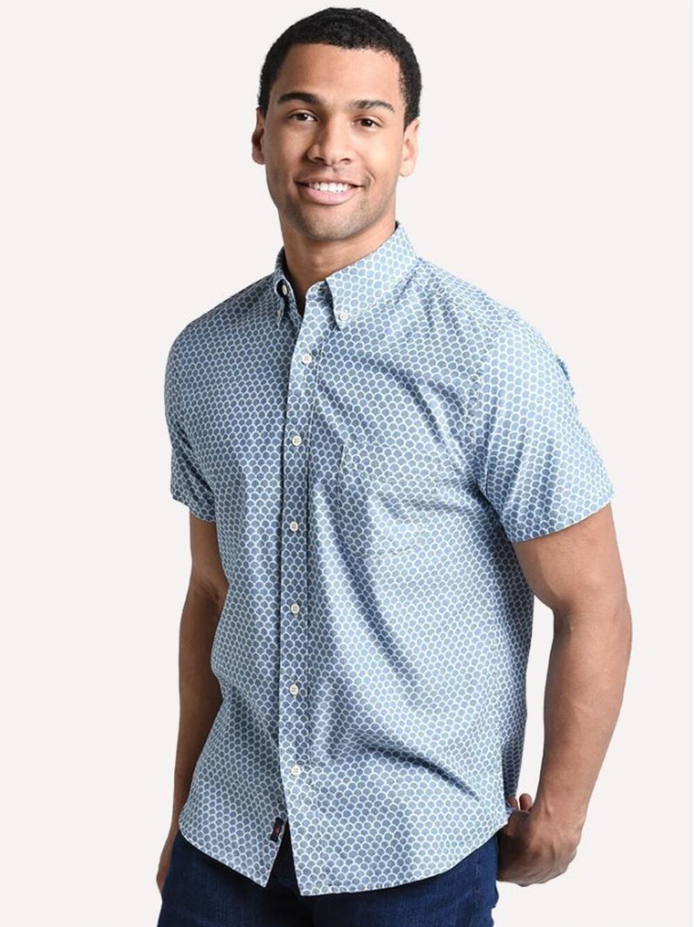 Faherty Playa Stretch Blue Indigo Dyed Button Down Shirt Large